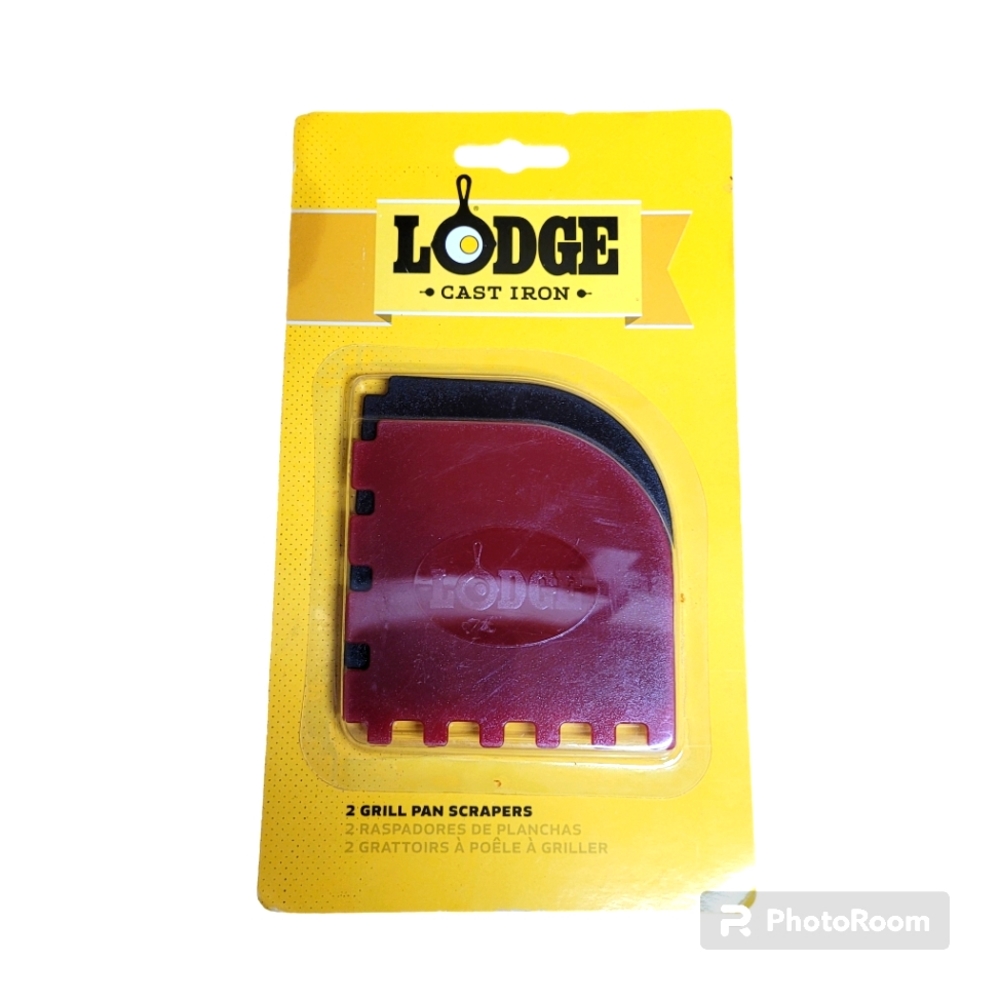 Lodge Cast Iron Grill Pan Scrapers Set of 2 Red & Black Clean Cast Iron